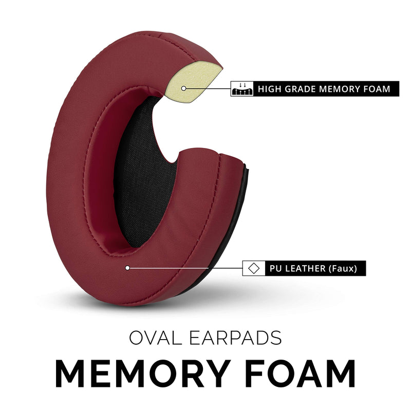  [AUSTRALIA] - Brainwavz Ear Pads for ATH M50X, M50XBT, M40X, M30X, HyperX, SHURE, Turtle Beach, AKG, ATH, Philips, JBL, Fostex Replacement Memory Foam Earpads & Fits Many Headphones (See List), Dark Red Oval