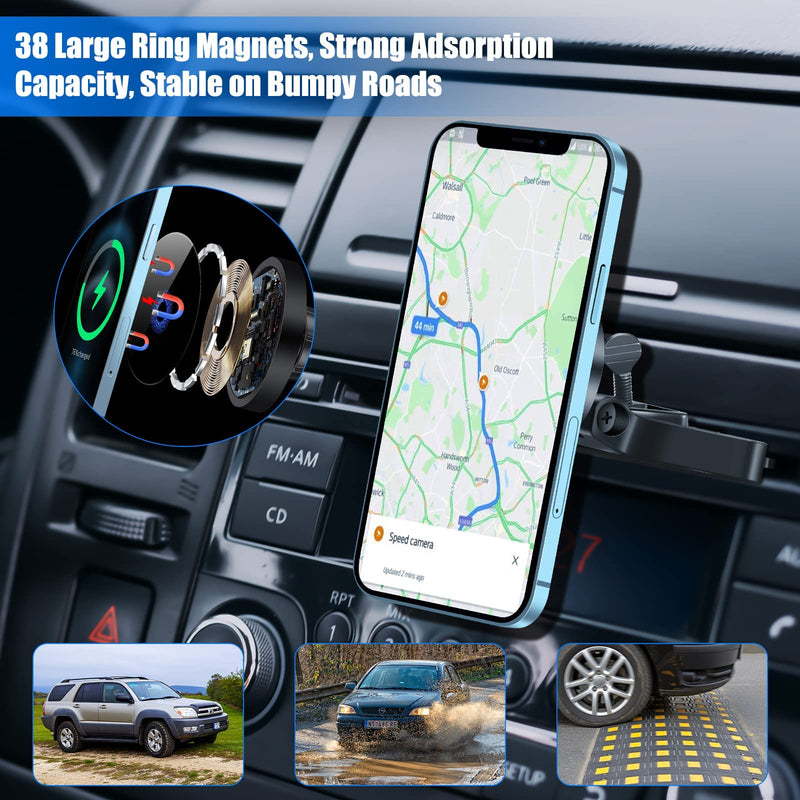  [AUSTRALIA] - Piosoo 15W Magnetic Wireless Car Charger CD Slot Mount for iPhone 13/13 Pro/13 Pro Max/13 mini/12/12 Pro/12 Pro Max,Powerful Suction Auto-Alignment Mag-Safe Car Mount, Compatible with Mag-Safe Cases