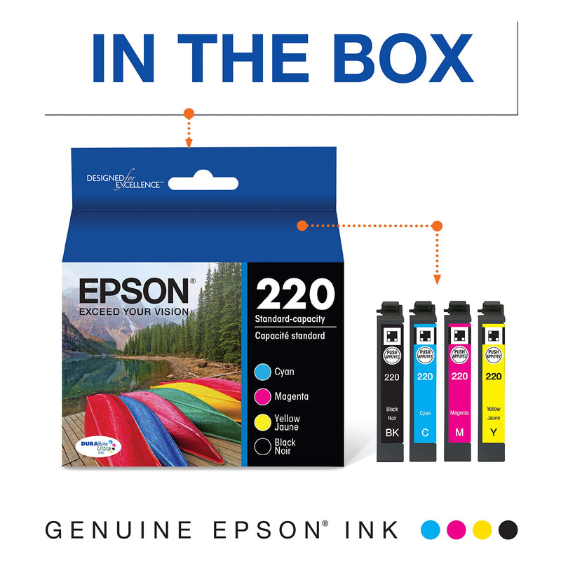  [AUSTRALIA] - Epson T220120-BCS DURABrite Ultra Black & Color Combo Pack Standard Capacity -Cartridge -Ink (WF-2760, WF-2750, WF-2660, WF-2650, WF-2630, XP-424, XP-420, XP-320),Black and Color Combo Pack Ink Black and Color Combo Pack Standard Packaging