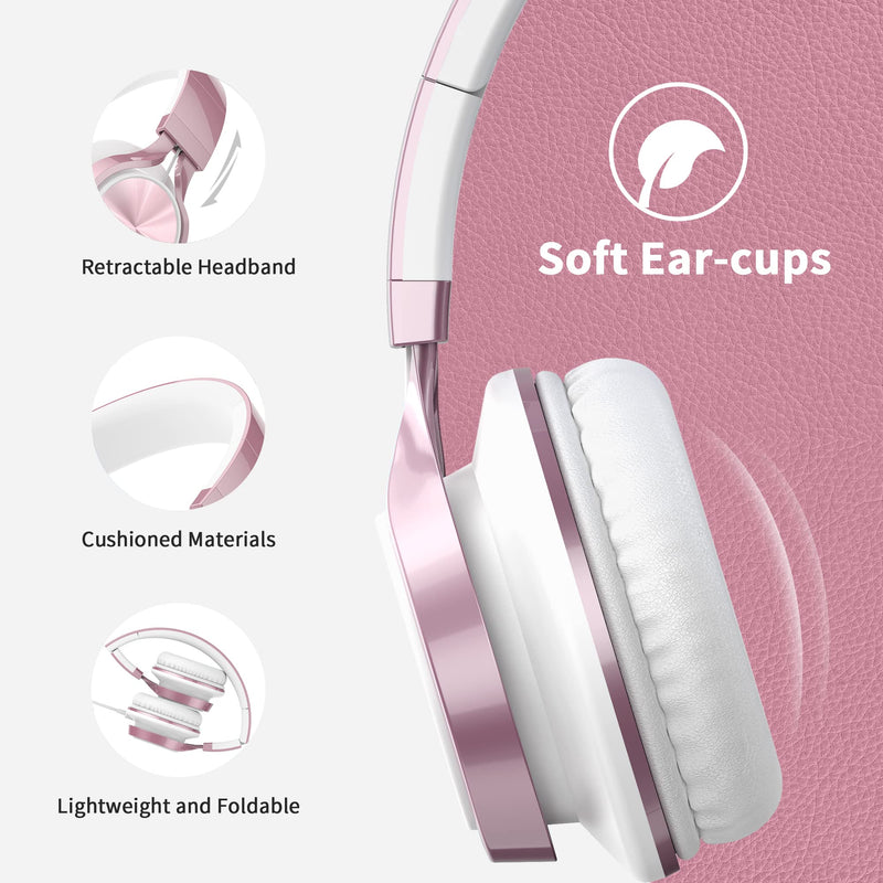  [AUSTRALIA] - AILIHEN C8 Headphones with Microphone and Volume Control Folding Lightweight Headset for Cellphones Tablets Smartphones Laptop Computer PC Mp3/4 (Rose Gold) Rose Gold