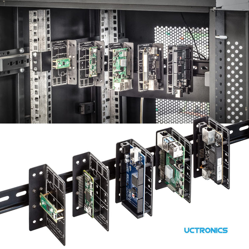  [AUSTRALIA] - UCTRONICS Raspberry Pi DIN Rail Mount, Compatible with Arduino, RPi 4B/3B+/3B/2B/B+, Pi Zero, Raspberry Pi Pico