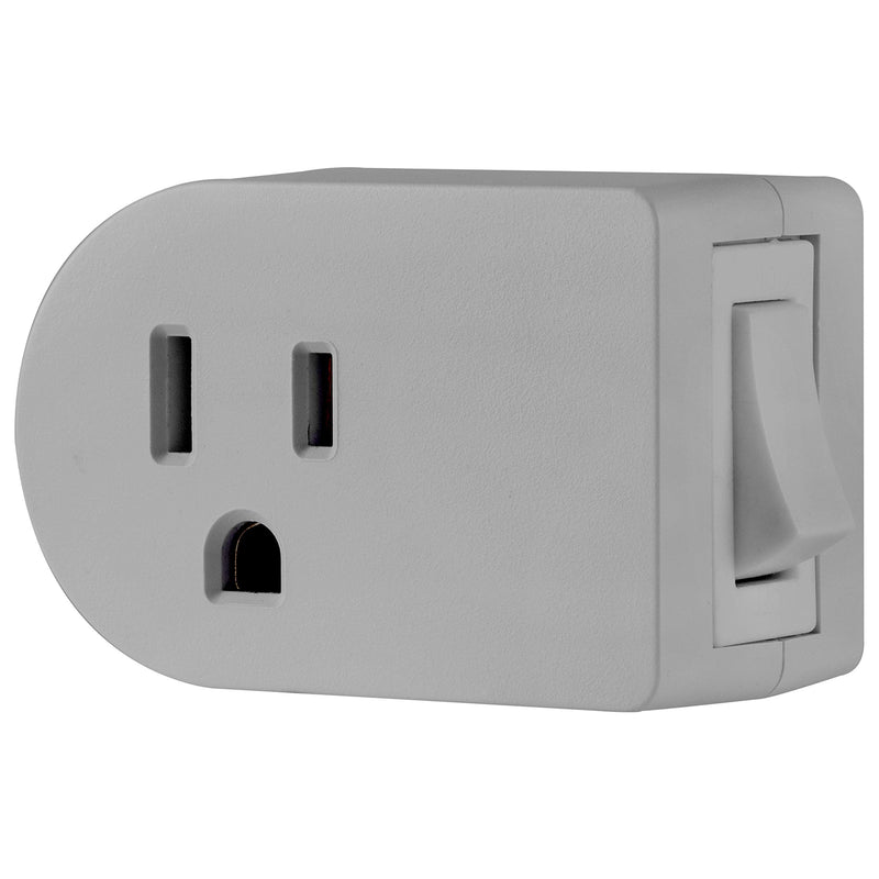 Cordinate Grounded Outlet On/Off Power Switch, 3 Prong, Plug in Adapter, Easy to Install, For Indoor Lights and Small Appliances, Energy Saving, Grey, 49970, 1 Pack On/Off Switch - LeoForward Australia