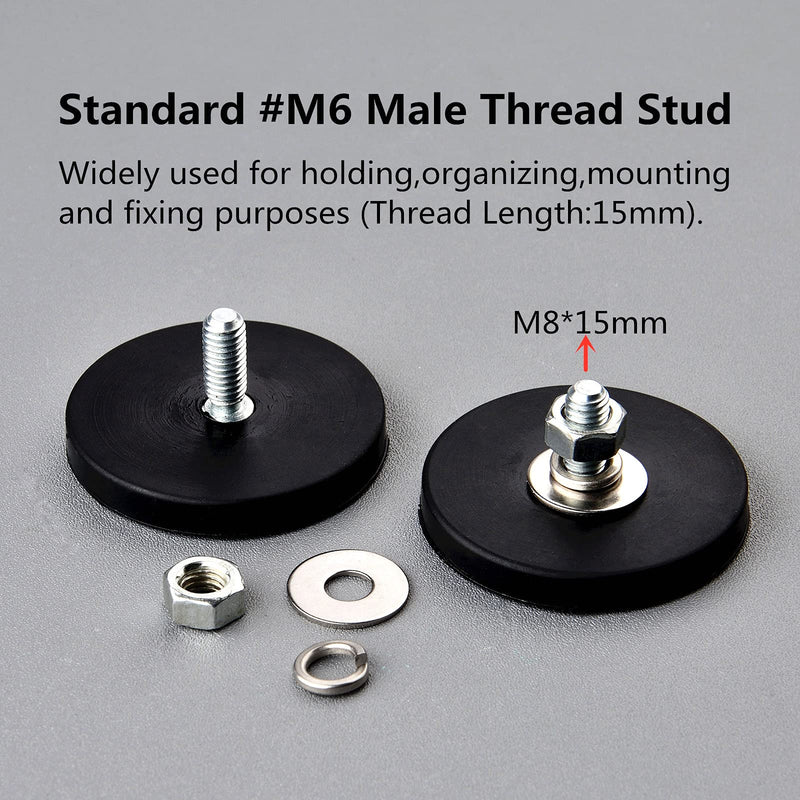 ULIBERMAGNET 4Pack Anti-Scratch Mounting Magnets Strong 24LB M6 Male Thread Stud, Rubber Coated Neodymium Magnets with Stud for Mounting led Lighting, Fixtures, Holding Tools and Organiazation Items - LeoForward Australia