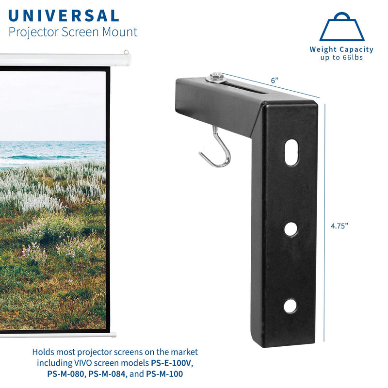  [AUSTRALIA] - VIVO Universal Wall Hanging 6 inch Adjustable L-Bracket Mount Plate Kit for Projector Screen, Black, MOUNT-PS01B