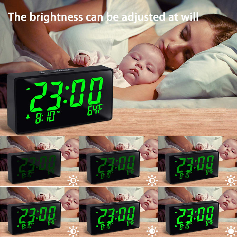 BOCTOP Desk Digital Alarm Clock, Large Numbers Green 6" LED Display, with USB Port for Charging, 0-100% Brightness Dimmer, Temperature, Snooze , Adjustable Alarm Volume，Small Bedside Clocks. Green Digit - LeoForward Australia