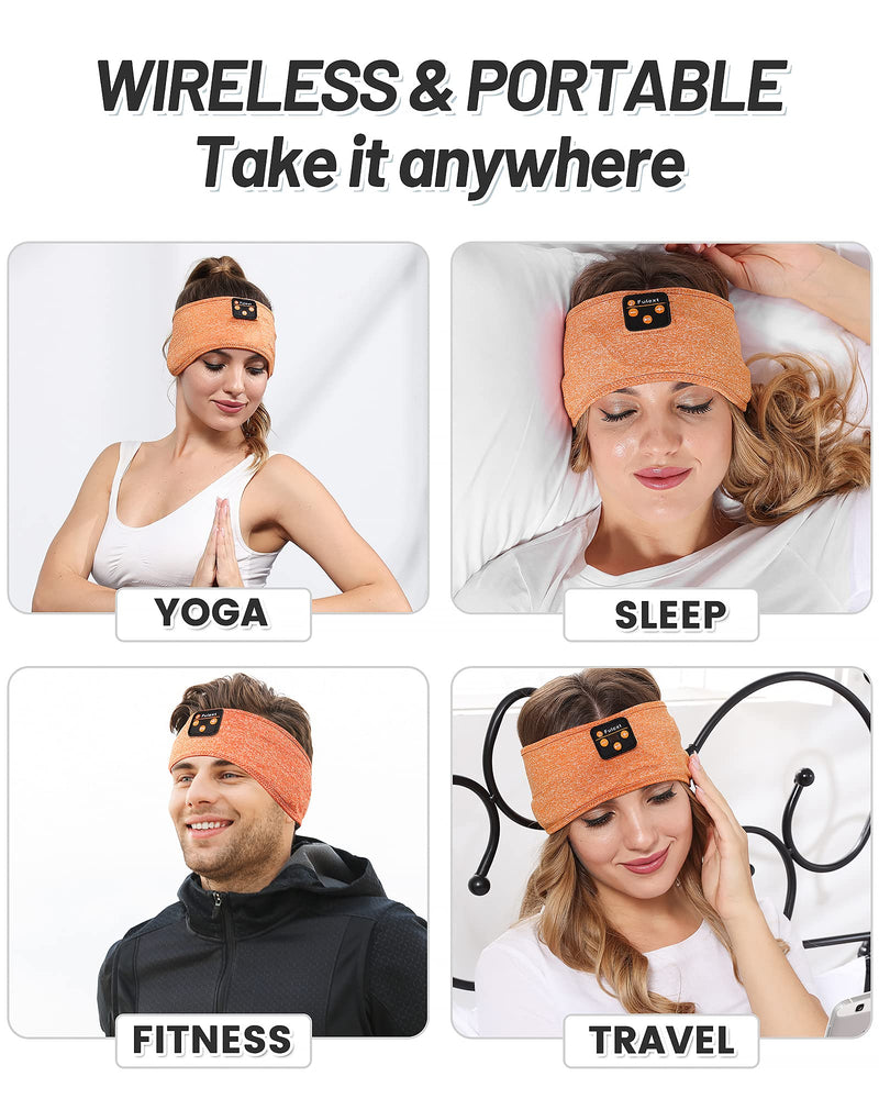  [AUSTRALIA] - Headphones for Sleeping,Perytong Sleep Headphones Headband Soft Elastic Comfortable Bluetooth Headband,Cool Tech Gadgets Sleeping Gifts Guide for Men Women Orange