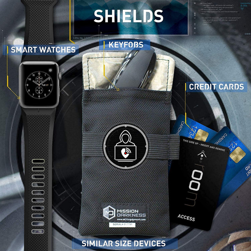  [AUSTRALIA] - Mission Darkness Faraday Bag for Keyfobs (2-Pack) // RF Shielding Protective Case for Smart Always On Keys Fobs Transmitters Small Electronics Vehicle Security Anti-Hacking Block Signal Relay