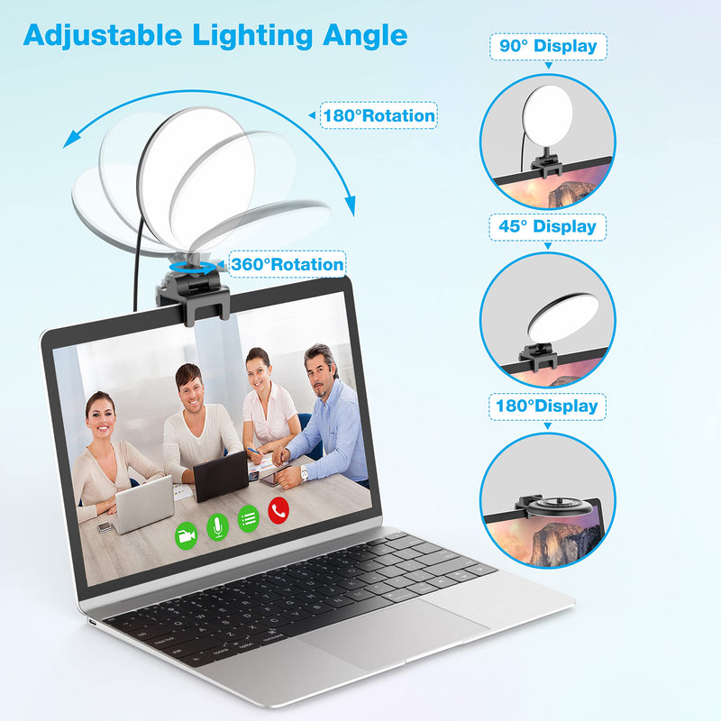  [AUSTRALIA] - Video Conference Lighting Kit, 4.0" Ring Light for Computer Laptop Monitor, LED Dimmable Laptop Ring Lights for Remote Working, Video Calls, Zoom Meetings, Live Streaming, Online Teaching, Photography
