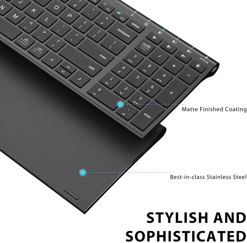  [AUSTRALIA] - [2021 Upgraded] iClever BK10 Bluetooth Keyboard, Universal Wireless Keyboard, Rechargeable Bluetooth 5.1 Multi Device Keyboard with Number Pad Full Size Stable Connection for Windows, iOS, Android