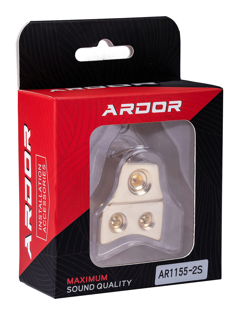  [AUSTRALIA] - Ardor Power Distribution Block, Premium 1×(1/0AWG or 4AWG) in and 2×(4AWG or 8 AWG) Out 2 Way Amp Installation kit Battery Terminal Distribution Blocks for Car Audio Splitter (AR1155-2S) AR1155-2S