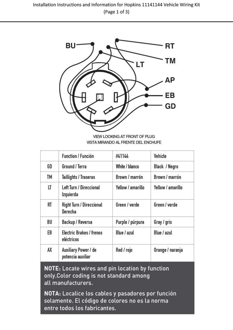  [AUSTRALIA] - Hopkins 41144 Vehicle Wiring Kit