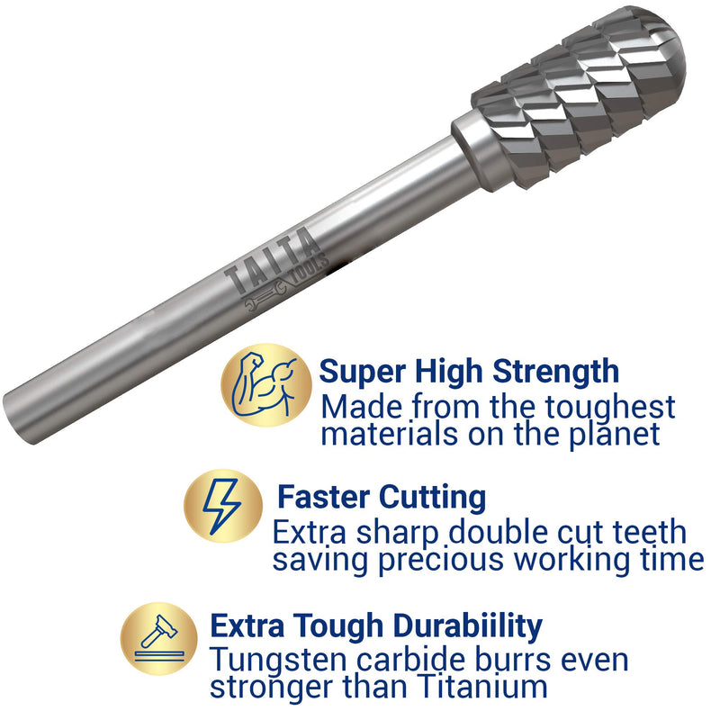 10PC Double Cut Carbide Burr Set 0.118" (3mm) Shank, Rotary Tool Bits Cutting Burrs - Dremel Accessories Fordom, Flex Shaft, Dewalt And Die Grinders - Wood Carving bits Metal Working And Engraving - LeoForward Australia