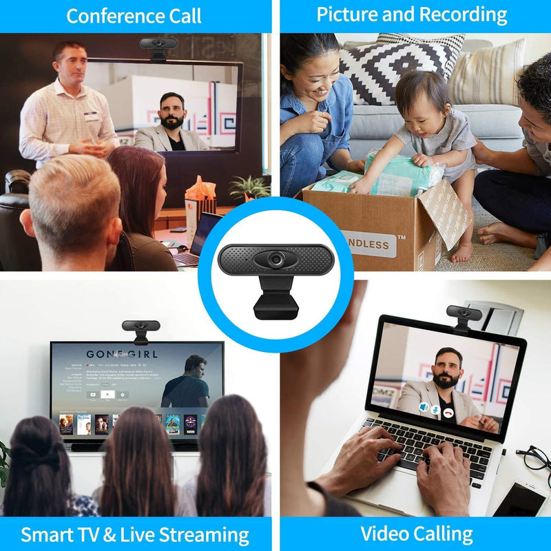  [AUSTRALIA] - 1080P Full HD Webcam with Mic,Laptop Desktop Computer Camera for Online Video Education, Portable Camera, USB PC Webcam for Video Call, Recording, Meeting, Games,Skype OBS,Mac YouTube