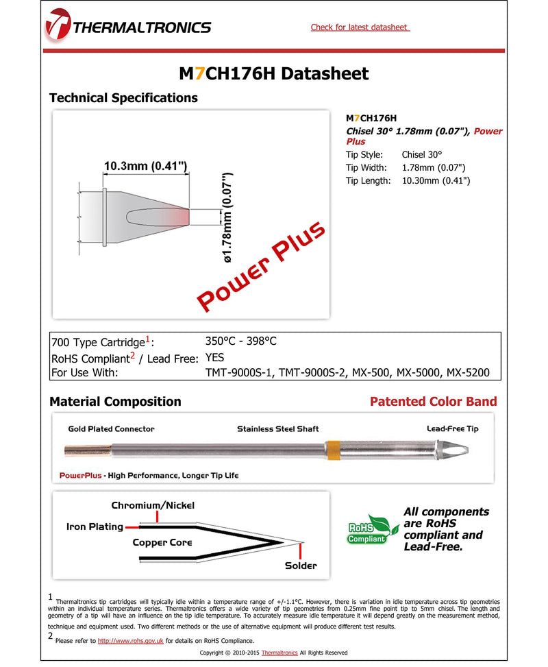  [AUSTRALIA] - Thermaltronics M7CH176H Chisel 30deg 1.78mm (0.07in), Power Plus