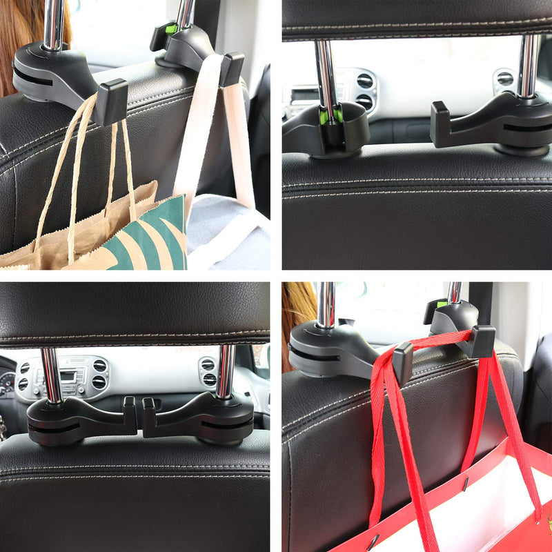  [AUSTRALIA] - LivTee Car Back Seat Headrest Hooks, 2-Pack Car Seat Organizer Accessory for Coats Umbrellas Grocery Bags Handbag & More, Black …