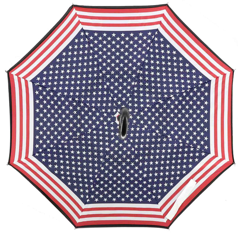 Spar. Saa Double Layer Inverted Umbrella with C-Shaped Handle, Anti-UV Waterproof Windproof Straight Umbrella for Car Rain Outdoor Use American Flag - LeoForward Australia