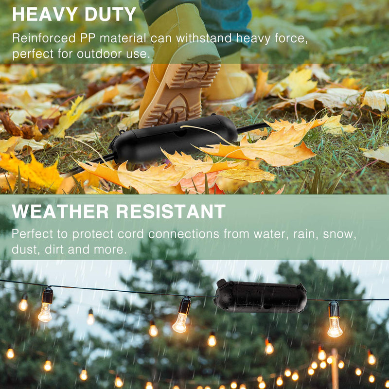  [AUSTRALIA] - Flemoon [3 Pack] Outdoor Extension Cord Safety Cover with Waterproof Seal, Weatherproof Electrical Connection Box to Protect Outdoor Outlet, Plug, Socket, Christmas Holiday Decoration Light, Black 3