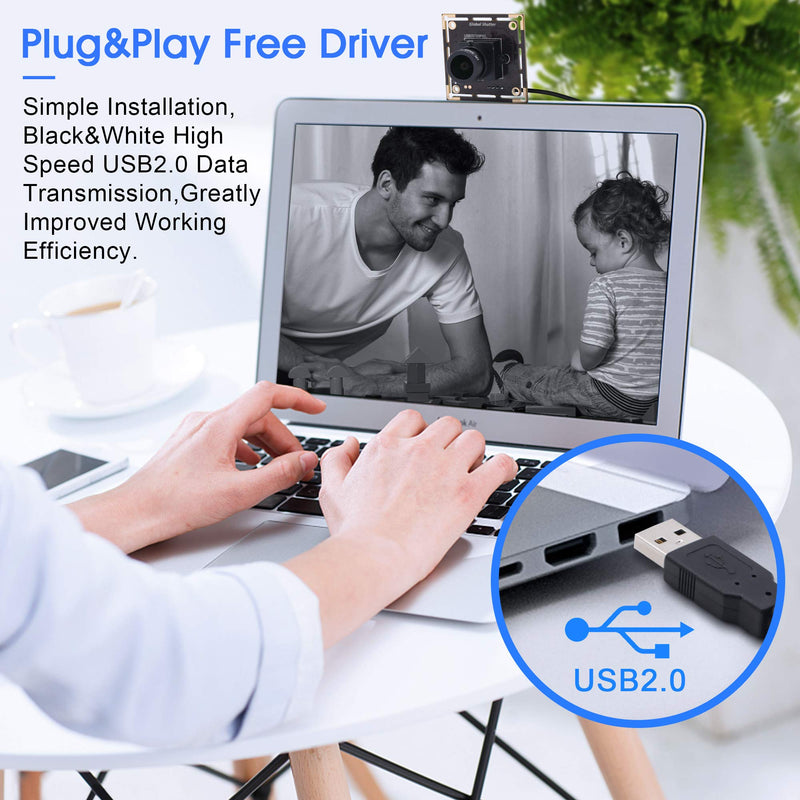  [AUSTRALIA] - Global Shutter USB Camera Module,1MP 60FPS Monochrome USB Webcam Mini Camera Module,Tiny USB Cameras High Speed OTG UVC Linux USB2.0 720P Mini Camera,USB with Cameras for Windows/Android/Mac OS 3.6mm lens Brown