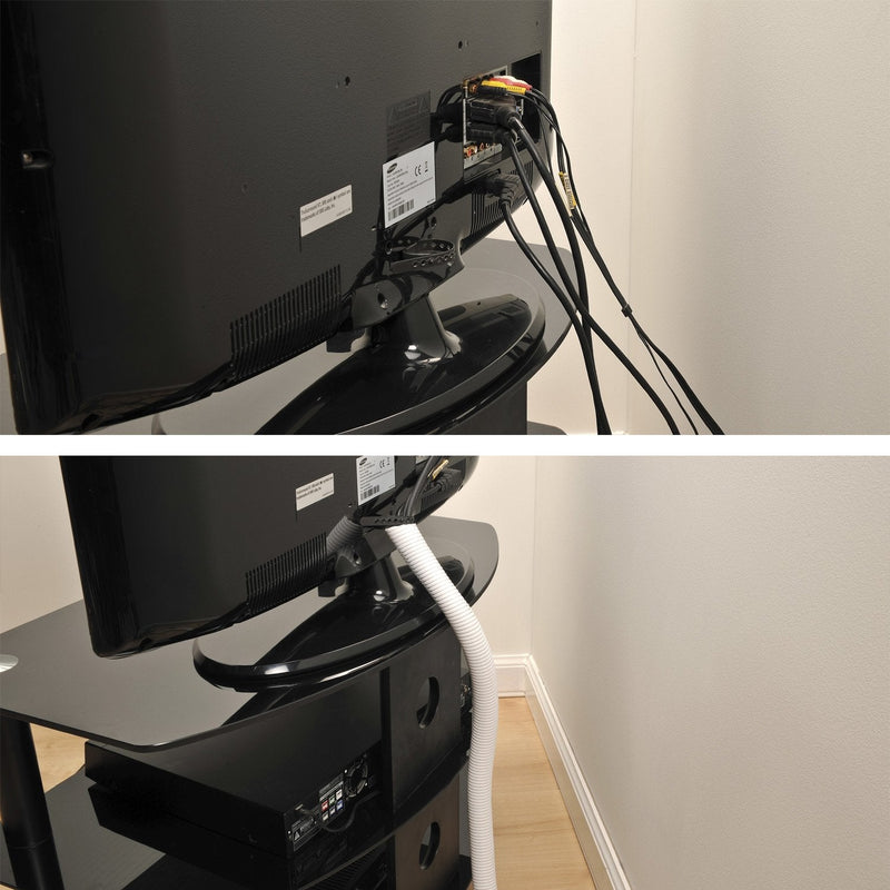  [AUSTRALIA] - D-Line White Cable Tube, 3' 7" Flexible Cable Management Sleeve, Wire Organizer to Hide Cords from TVs, PCs and Games Consoles - 1.25 Inch Diameter - 43 Inch Length