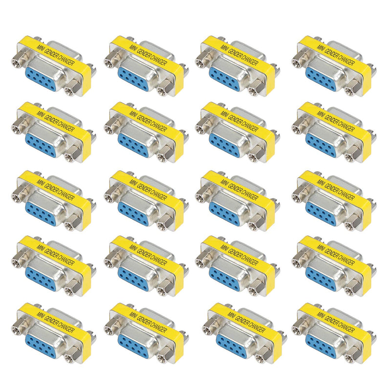  [AUSTRALIA] - abcGoodefg 9 Pin RS-232 DB9 Male to Male Female to Female Serial Cable Gender Changer Coupler Adapter (20 Pack, DB9 Female to Female) 20 PACK