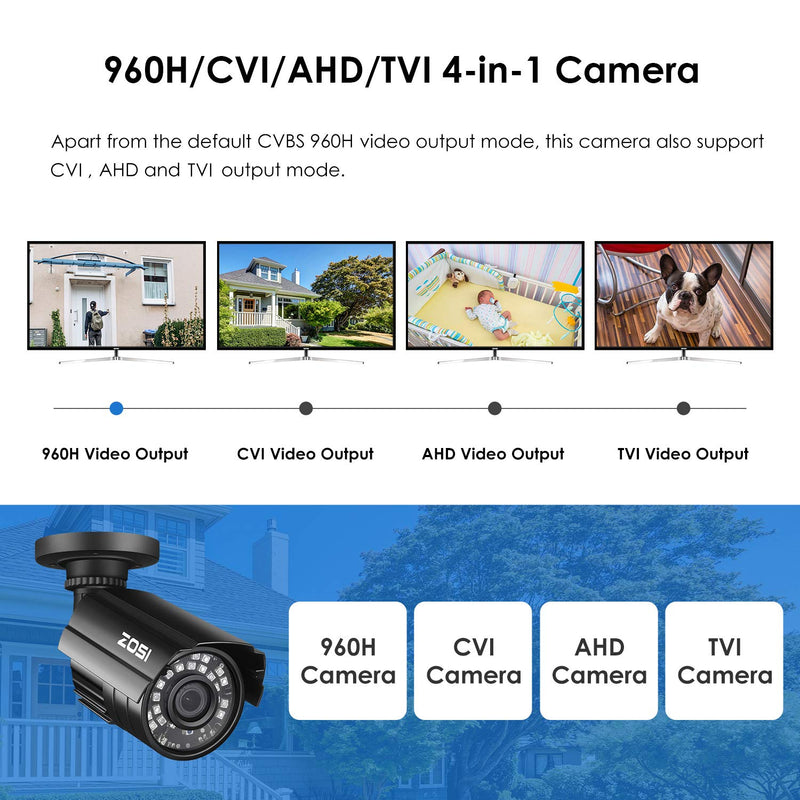  [AUSTRALIA] - ZOSI 1080P Hybrid 4-in-1 HD TVI/CVI/AHD/CVBS 1920TVL 2.0MP CCTV Camera Home Security System 80ft Day/Night Vision Metal Waterproof Housing For 960H,720P,1080P,5MP,4K analog Surveillance DVR Wired-1Cam