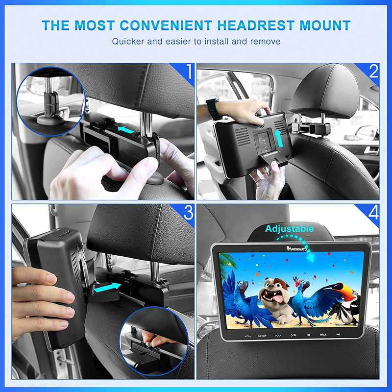  [AUSTRALIA] - NAVISKAUTO Car Headrest Mount Holder for 10.1 Inch Car DVD Player, Mounting Bracket with Adjustable Holding Clamp for Headrest DVD Player