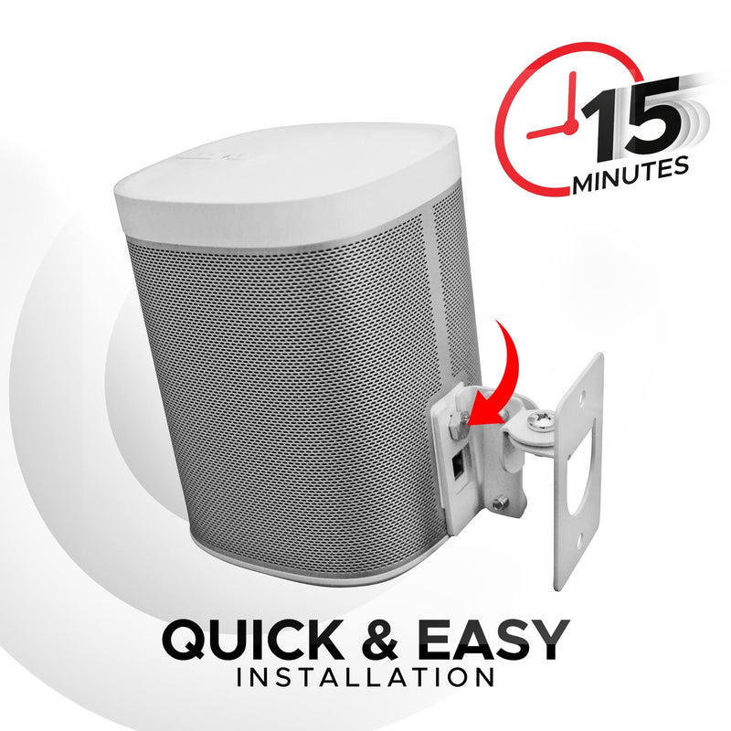  [AUSTRALIA] - Play 1 Wall Mount, White, Compatible with Sonos Play:1 Only, Adjustable Swivel & Tilt Mechanism, Mounting Bracket Includes All Fixings