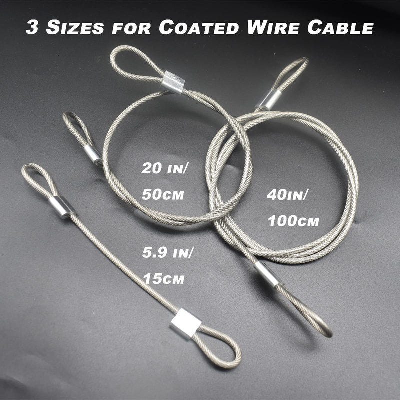  [AUSTRALIA] - Bytiyar 20 pcs 6 inch (15cm) 3mm Thickness Stainless Steel Wire Cable with Loops Vinyl Cover Coated Short Rope Lanyard Lock Safety Tether Chains, Clear 6in/15cm Clear_20Pcs