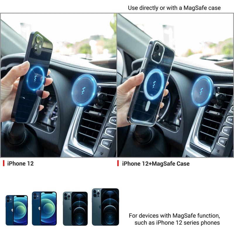 [AUSTRALIA] - 2-Pack Strong Magnetic Magsafe Car Vent Mount Holder for iPhone 13, 13 Pro, 13 Pro Max, 13 Mini, iPhone 12, 12 Pro, 12 Pro Max, 12 Mini & Magsafe Case -- No Metal Plate Required