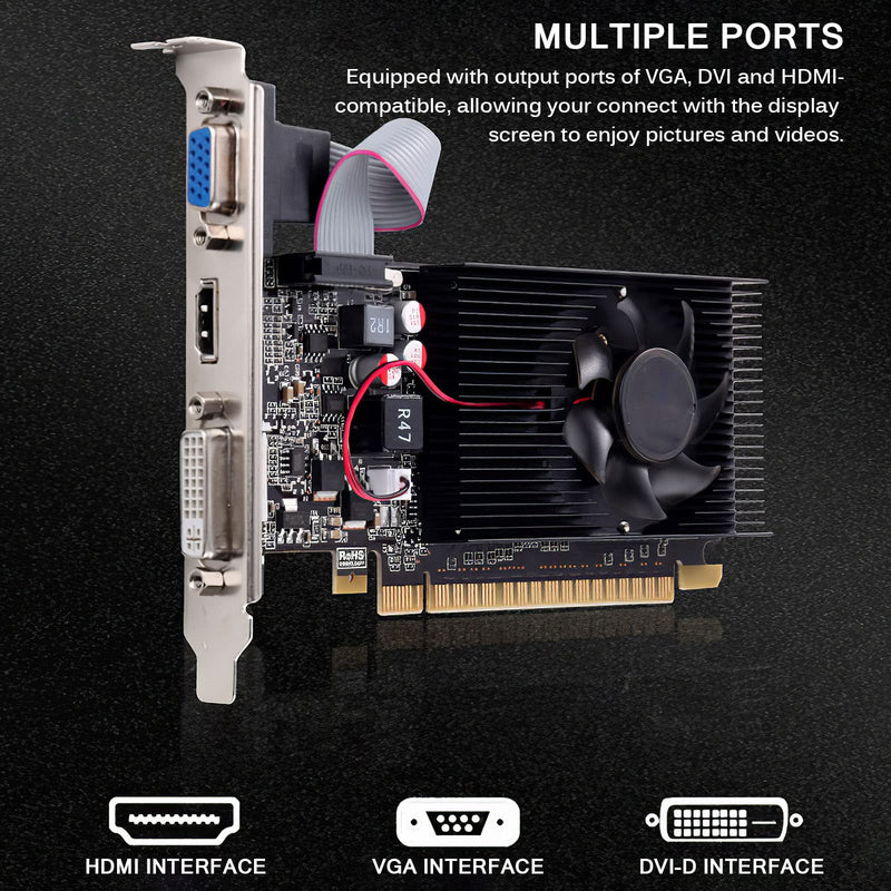  [AUSTRALIA] - Generic Computer Graphics Card, 1G GT610 Image Card Graphics Card, Alloy Material Desktop Computer Heat Distribution Performance Gaming Graphics Card