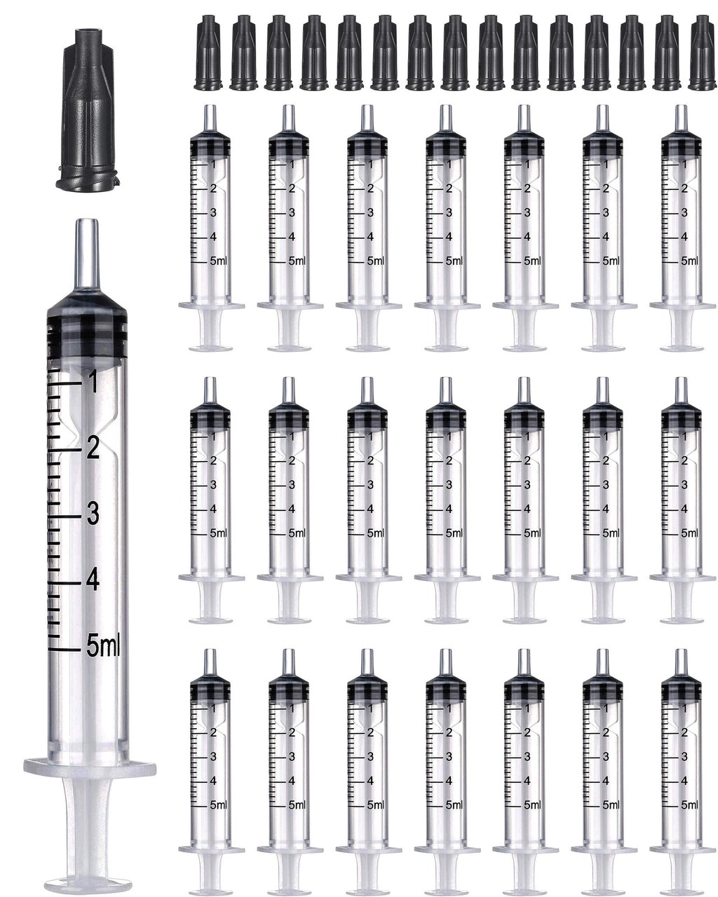  [AUSTRALIA] - 40 Pack 5ML Plastic Syringe Luer Slip with Cap, Great for Measuring, Refilling Watering and Pets Feeding(Non-sterile) (5ML)