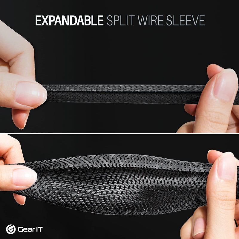  [AUSTRALIA] - GearIT (25 Feet, 1/4 Inch) Split Sleeve Cord Covers Cable Protector Wire Loom Tubing Cable Management Sleeve for PC Computer - Chewing Cord Protectors from Pets, Cats, Dogs, Rabbits - Black 1/4" - 25 Feet