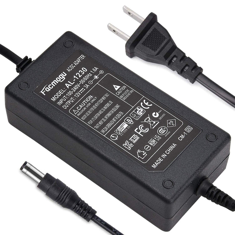  [AUSTRALIA] - Facmogu DC 12V 3A Power Adapter, 36 Watt AC 100-240V to DC 12V Transformers, Switching Power Supply for LCD Monitor, Wireless Router, CCTV Cameras 2.1mm X 5.5mm US Plug