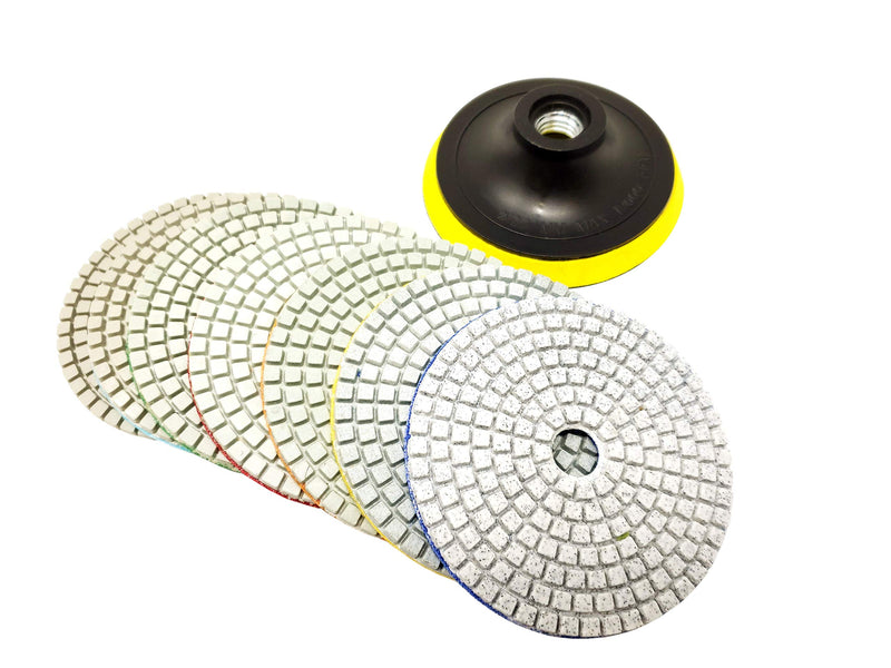  [AUSTRALIA] - Diamond Polishing Pads 4 inch Wet/Dry 8 Piece Set Granite Stone Concrete Marble