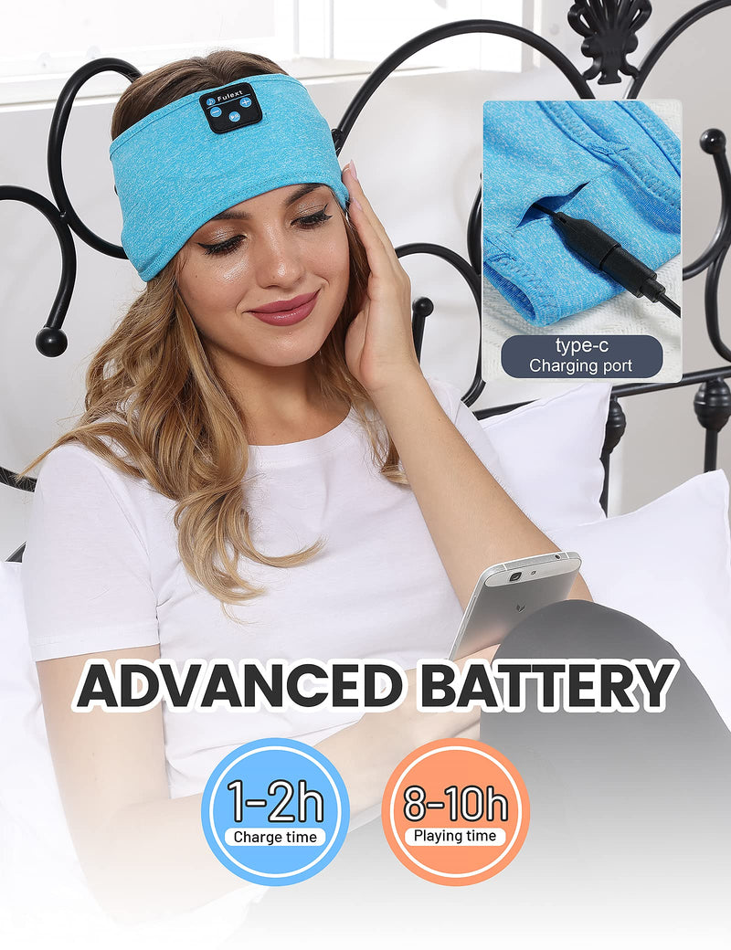  [AUSTRALIA] - Headband Headphones, Perytong Sleep Headphones Bluetooth Sleeping Headband Wireless Sleeping Headphones Sleep Headband,Soft Headphone Headband for Side Sleepers,Sleeping Gifts for Men Women LightBlue