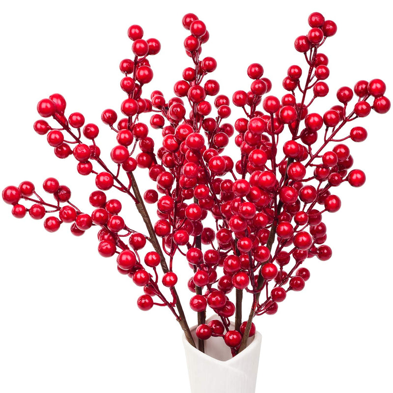  [AUSTRALIA] - Lvydec 4 Pack Artificial Red Berry Stems - 17 Inch Christmas Holly Berry Branches for Holiday Home Decor and Crafts