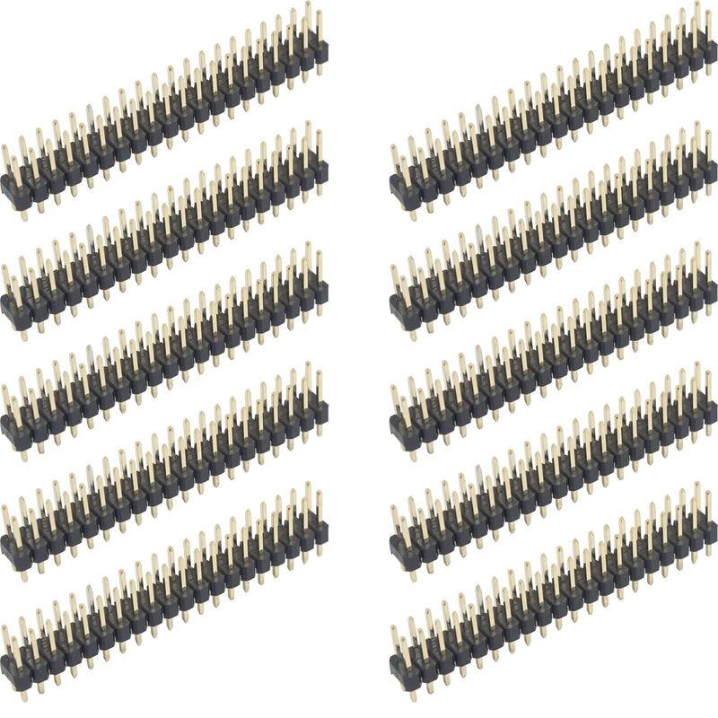  [AUSTRALIA] - risingsaplings 10pcs Break-Away 0.1" 2x20-pin Strip Dual Male Headers for Raspberry Pi Zero GPIO (Long 11mm/0.43")