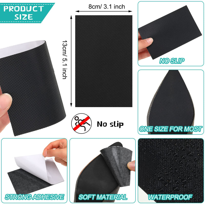  [AUSTRALIA] - 10 Pcs Large Shoe Slip Pads Non Slip Shoe Pads Anti Skid Shoe Treads 3.1 Inch x 5.1 Inch Adhesive Shoe Grip Pads Rubber Shoe Sole for Bottom of Men Women Shoes Heels or Boots Replacement Black