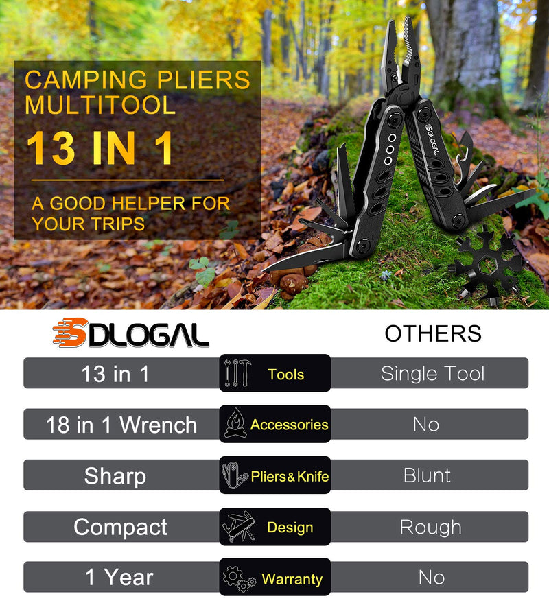  [AUSTRALIA] - 13in1 Camping Survival Multitool with Safety Locking,3 Kind of Pliers,Knife,Stainless Steel,Screwdriver,Can & Bottle Opener,18-in-1 Snowflake Wrench,Cool Ideal Gifts for Dad Husband Men Him Boyfriend 13in1 Multitool Knife