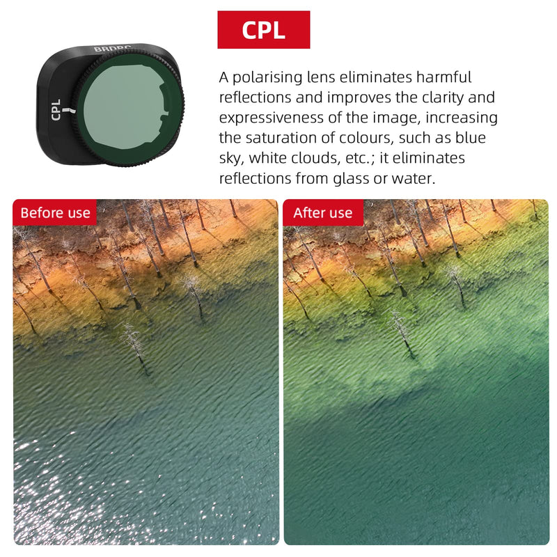  [AUSTRALIA] - BRDRC Mini 3 Pro Filters Set, 6 Pack CPL, ND8/PL, ND16/PL, ND32/PL, ND64/PL, ND128/PL Neutral Density Filter Compatible with DJI Mini 3 Pro/Mini 3 Drone Lens Accessories(Aluminum Alloy Frame)