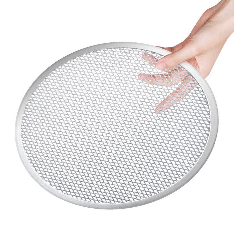  [AUSTRALIA] - Milkary 4 Pieces Seamless Round Pizza Screen, 2 Pieces 12 inch Aluminum Mesh Pizza Screen and 2 Pieces 10 inch Pizza Mesh Baking Tray for Home Kitchen Restaurant Supplies