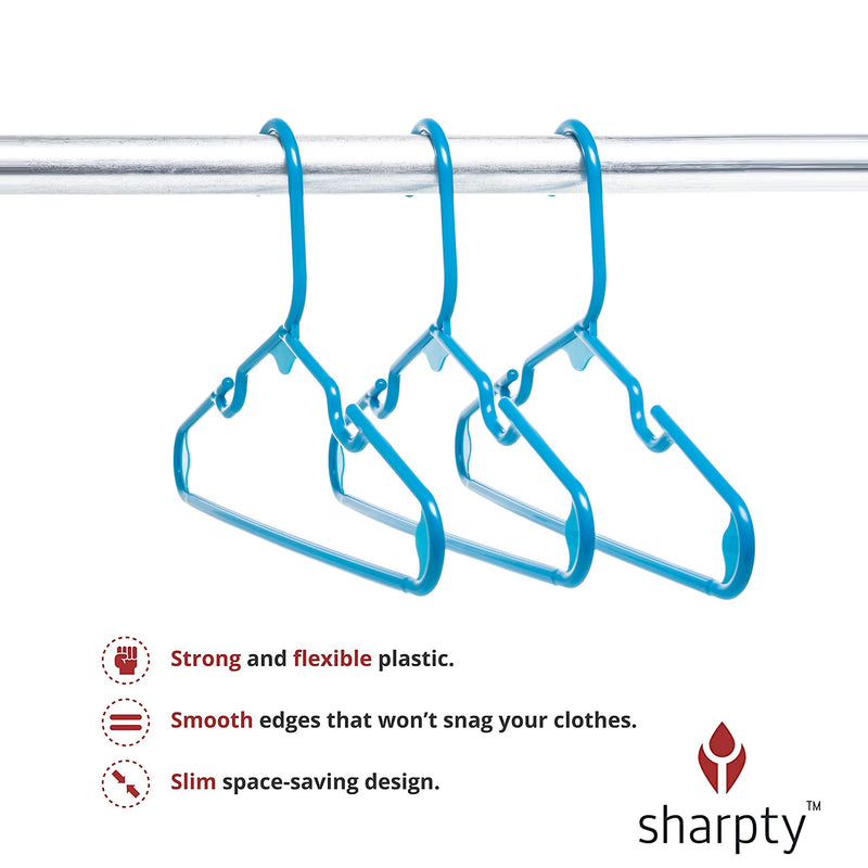 Sharpty Children's Hangers Plastic, Kids Hangers Ideal for Everyday Standard Use, Baby Hangers Kids 20 Pack (Blue, 20 Pack) Blue - LeoForward Australia