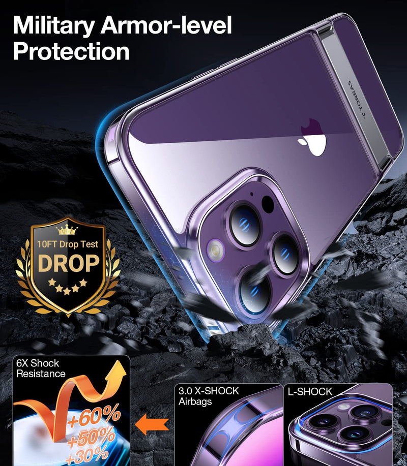  [AUSTRALIA] - TORRAS MoonClimber Designed for iPhone 14 Pro Case Clear with Stand, [10FT Military Grade Drop Tested] Ultra Clear Shockproof Slim Hard Protective Case for 14 Pro with Kickstand, Clear