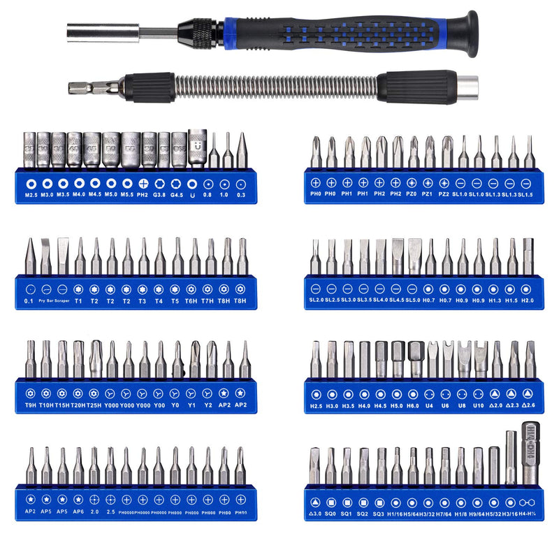 Professional Computer Repair kit, Precision Electronic Screwdriver Set, with 112 Magnetic Bit for Cell Phone, PC, MacBook, Laptop, PS4, Xbox, Nintendo, Ring Doorbell, Repair of Small Technical Tools Blue - LeoForward Australia
