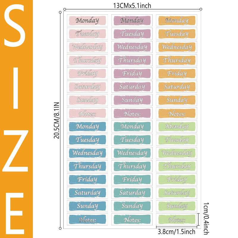  [AUSTRALIA] - 480 Pcs Day of The Week Stickers Silver Foiled Date Covers Decorative Stickers Monday to Sunday Self Adhesive Stickers for Planner Removable Day Labels for Journal School (1.6 x 0.4 Inch, Square) 1.6 x 0.4 Inch