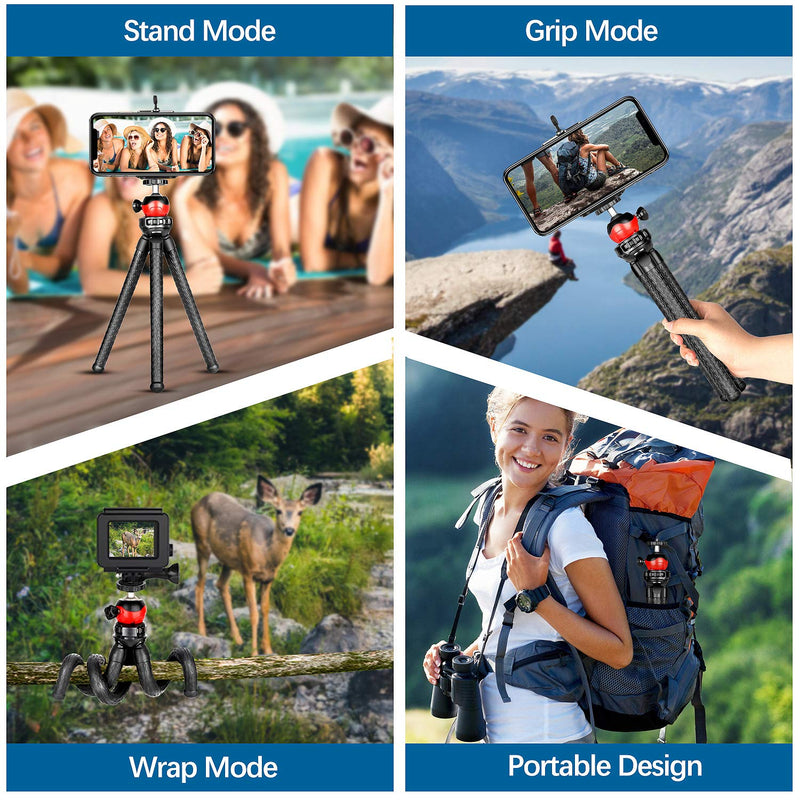  [AUSTRALIA] - Flexible Phone Tripod Stand for iPhone Android, Portable Cell Phone Tripod with Remote & Phone Holder Camera Tripod iPhone Stand for Video Recording/Vlogging/Live Streaming