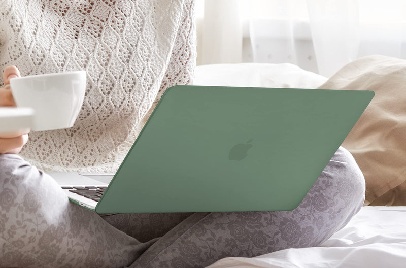  [AUSTRALIA] - DONGKE for MacBook Air 13 inch Case 2021 2020 2019 2018 Release A2337 M1 A2179 A1932, Plastic Hard Shell Case & Keyboard Cover Only Compatible with MacBook Air 13 inch Retina Fits Touch ID, Green Midnight Green 2