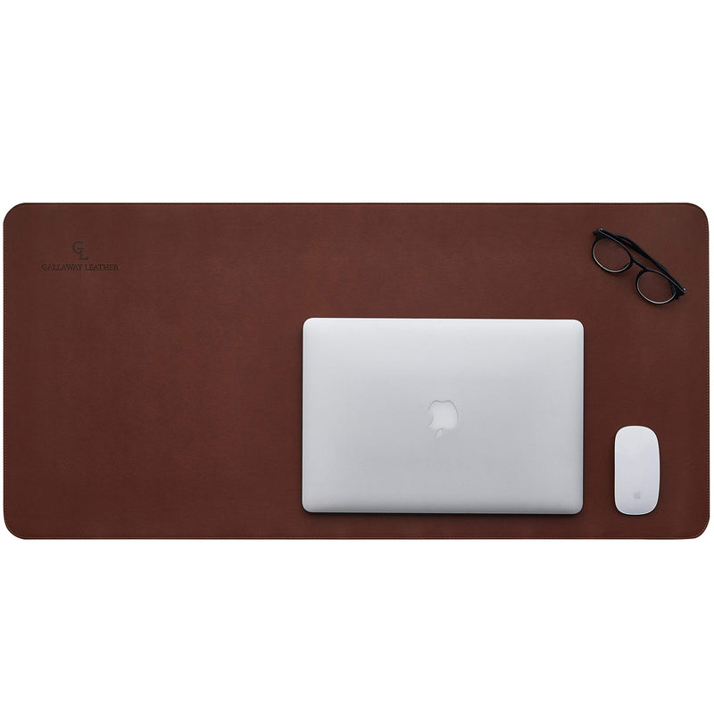 Gallaway Leather Desk Pad – 36 x 17 inch - Desk Mat Home Office Desk Accessories Desktop Protector XXL Mouse Pad Writing Desk Blotter (Dark Brown) - LeoForward Australia