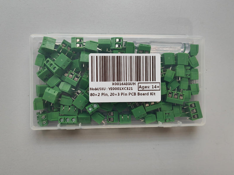  [AUSTRALIA] - YIXISI 100 pieces 5 mm 2 pin / 3 pin PCB mount screw terminal block, screw terminal connector, for Arduino (2 pin-80, 3 pin-20) green 2P + 3P