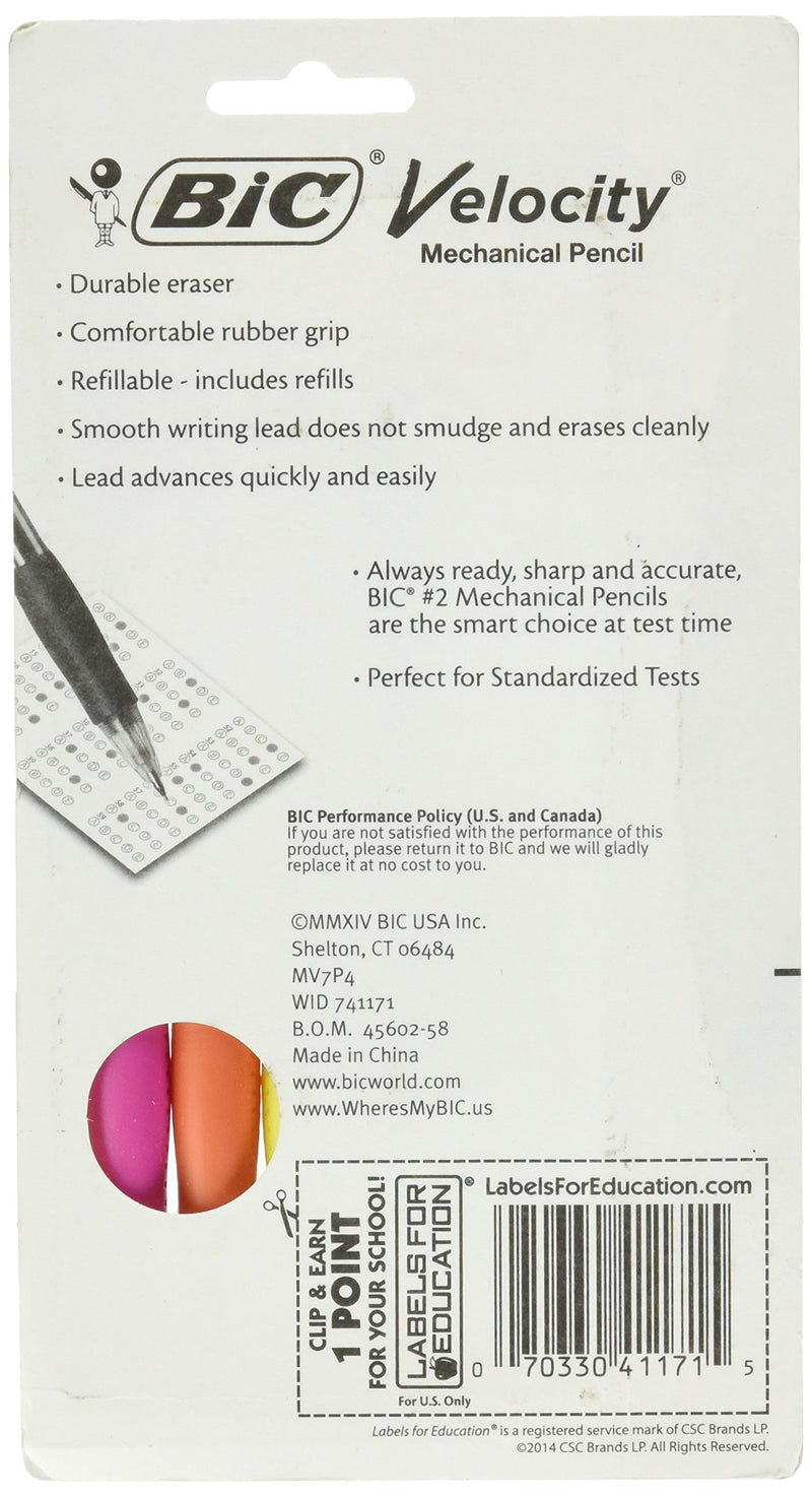 BIC Velocity Original Mechanical Pencil (0.7 mm), Black, For Smooth and Dark Writing, Durable Eraser, 4-Count 4 count - LeoForward Australia